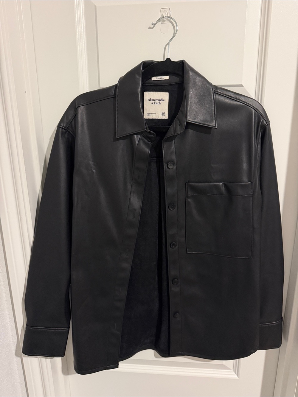 Abercrombie & Fitch Black Faux Leather Shirt Jacket